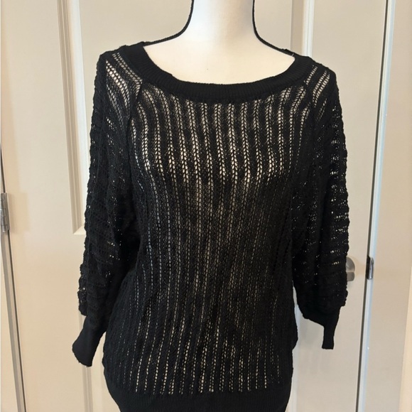 Express black mesh netted tight waistband blouse size L - Picture 1 of 14